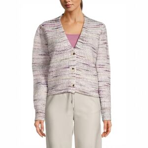 RD Style Tiene Crop Cardigan Lilac Heathered Knit Button Front Soft Large NWT